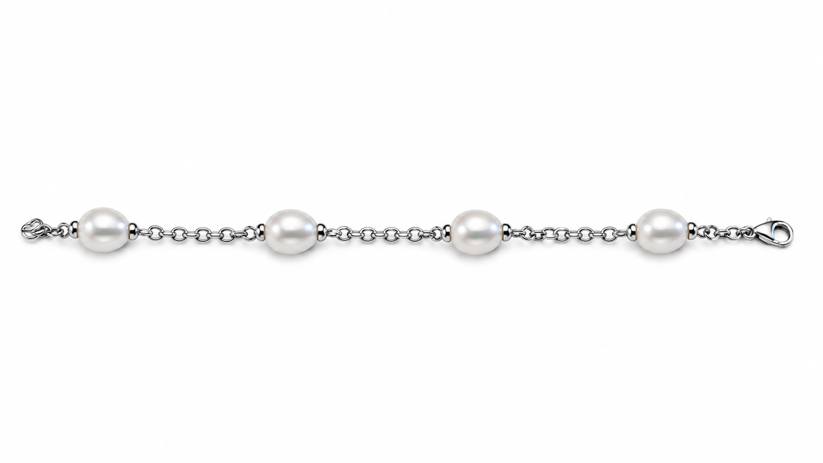SØLV ARMBÅND 18 CM M.PERLE