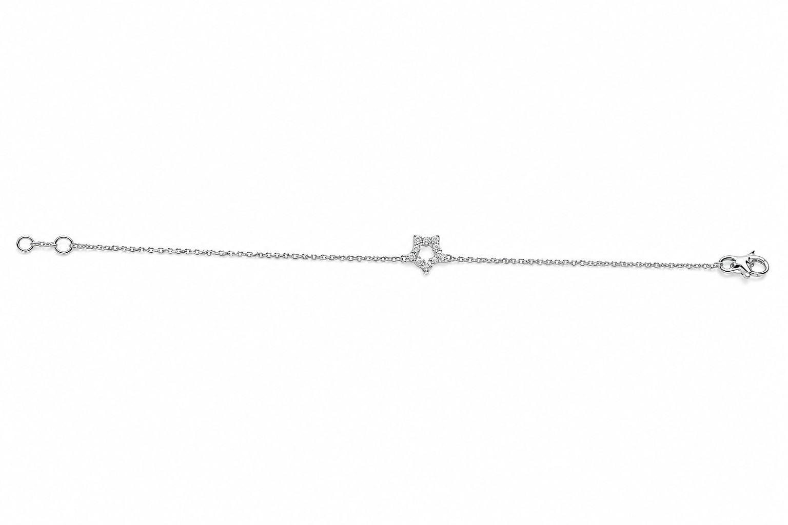 SØLV ARMBÅND STJERNE M.ZIR 17+1CM