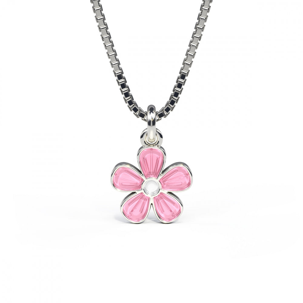 Nordlie Sterling Sølv Børnehalskæde med Lyserød Blomst