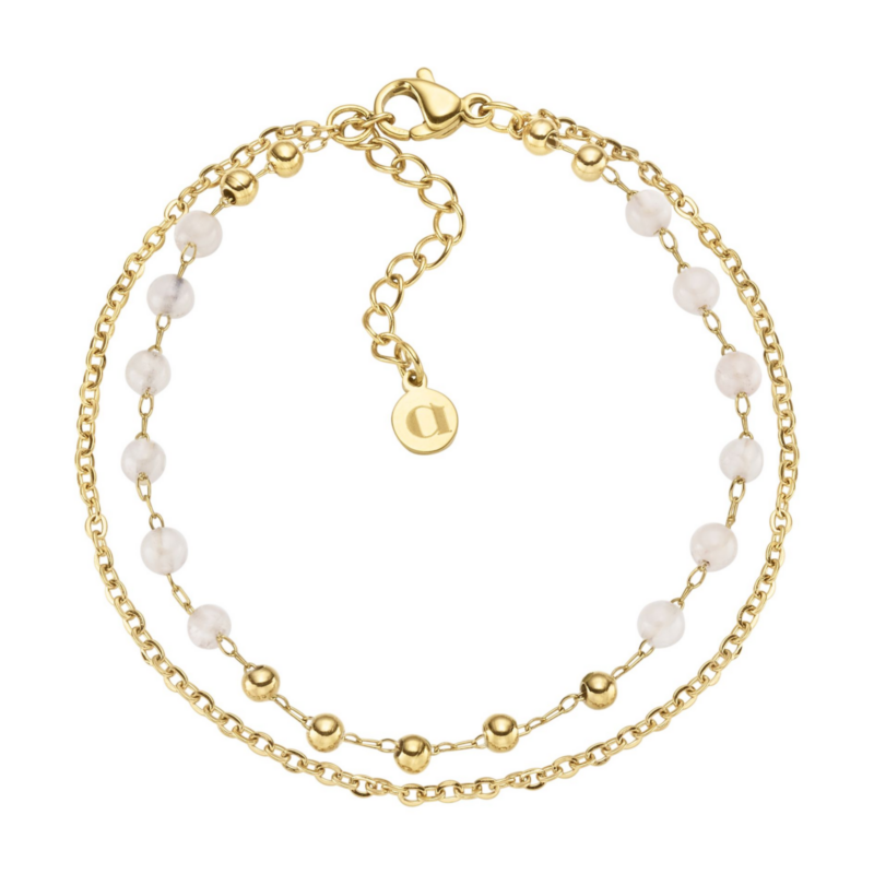 STÅL ARMBÅND LYSGRÅ STEN FORG