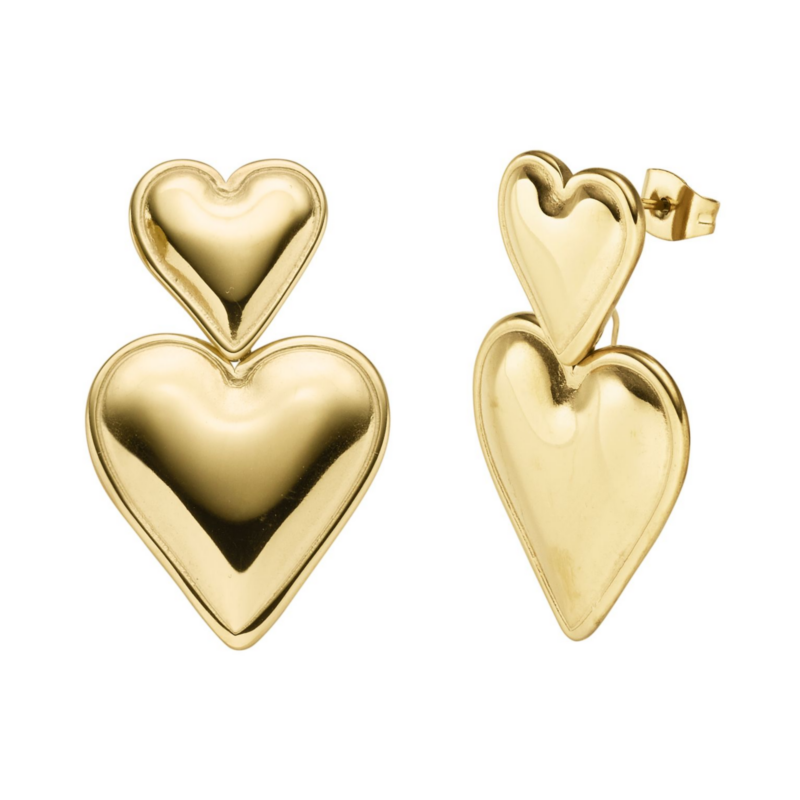 STÅL ØRESTIK DOBBEL HJERTE FORG