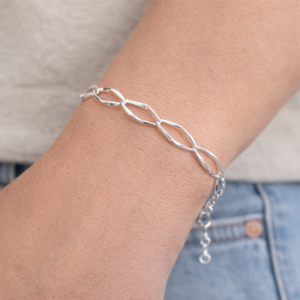 SØLV ARMBÅND 18,5+2CM