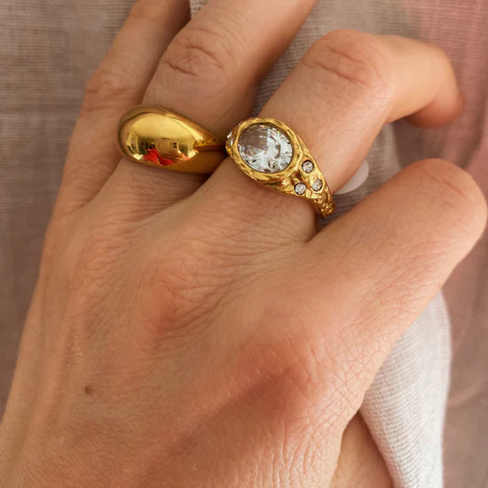 CUBA RING GREEN FORGYLDT STÅL