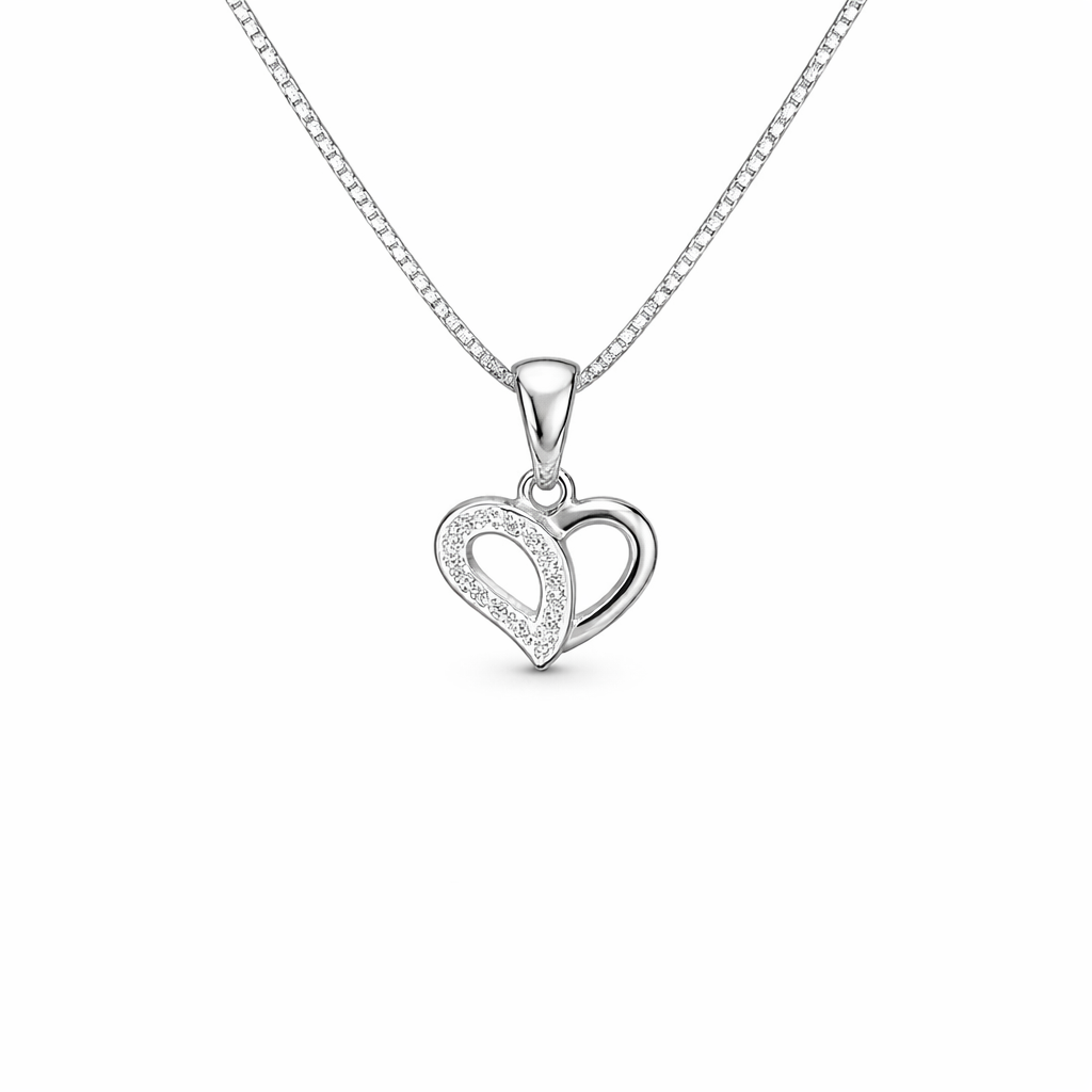 SØLV VEDH.HJERTE M.ZIR+KÆDE