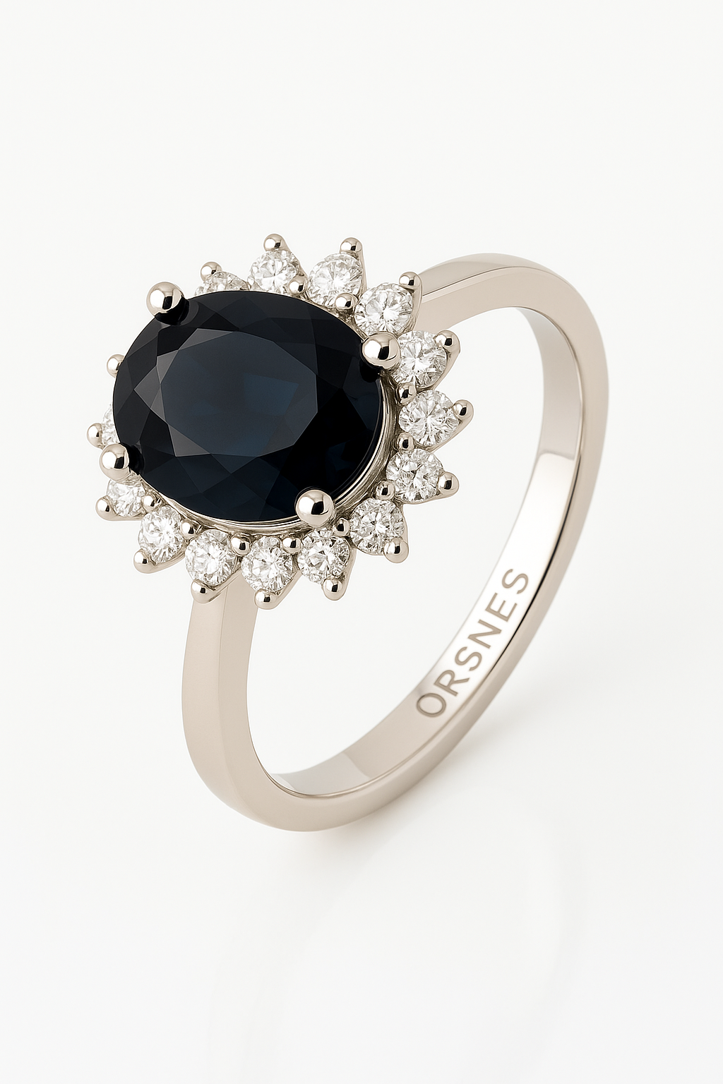 HENRIK ØRSNES DESIGN 14KT.RING 0,17 W.SI+ SAFIR OVAL 6x8MM