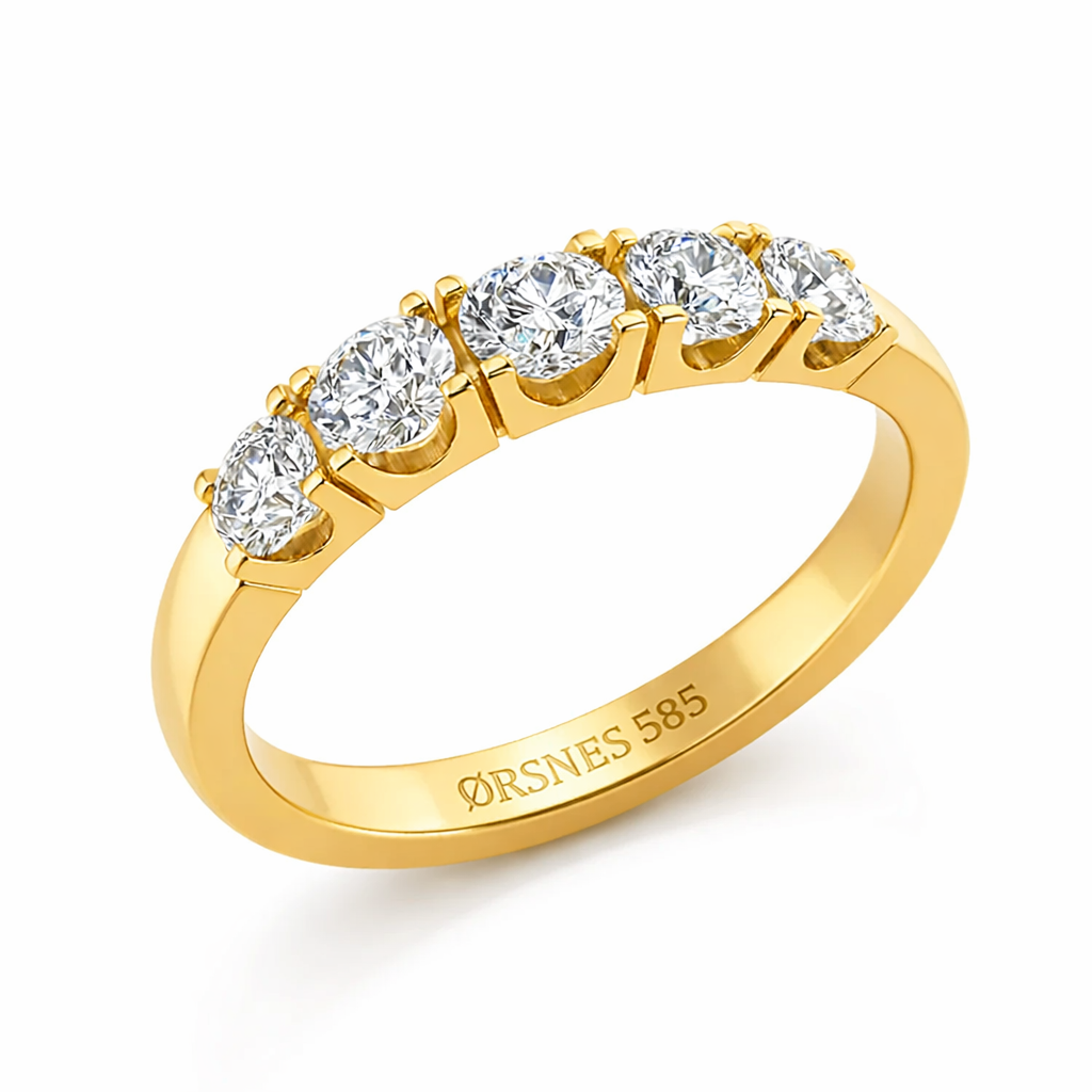 14KT.RING 5X0,40CT TW.SI