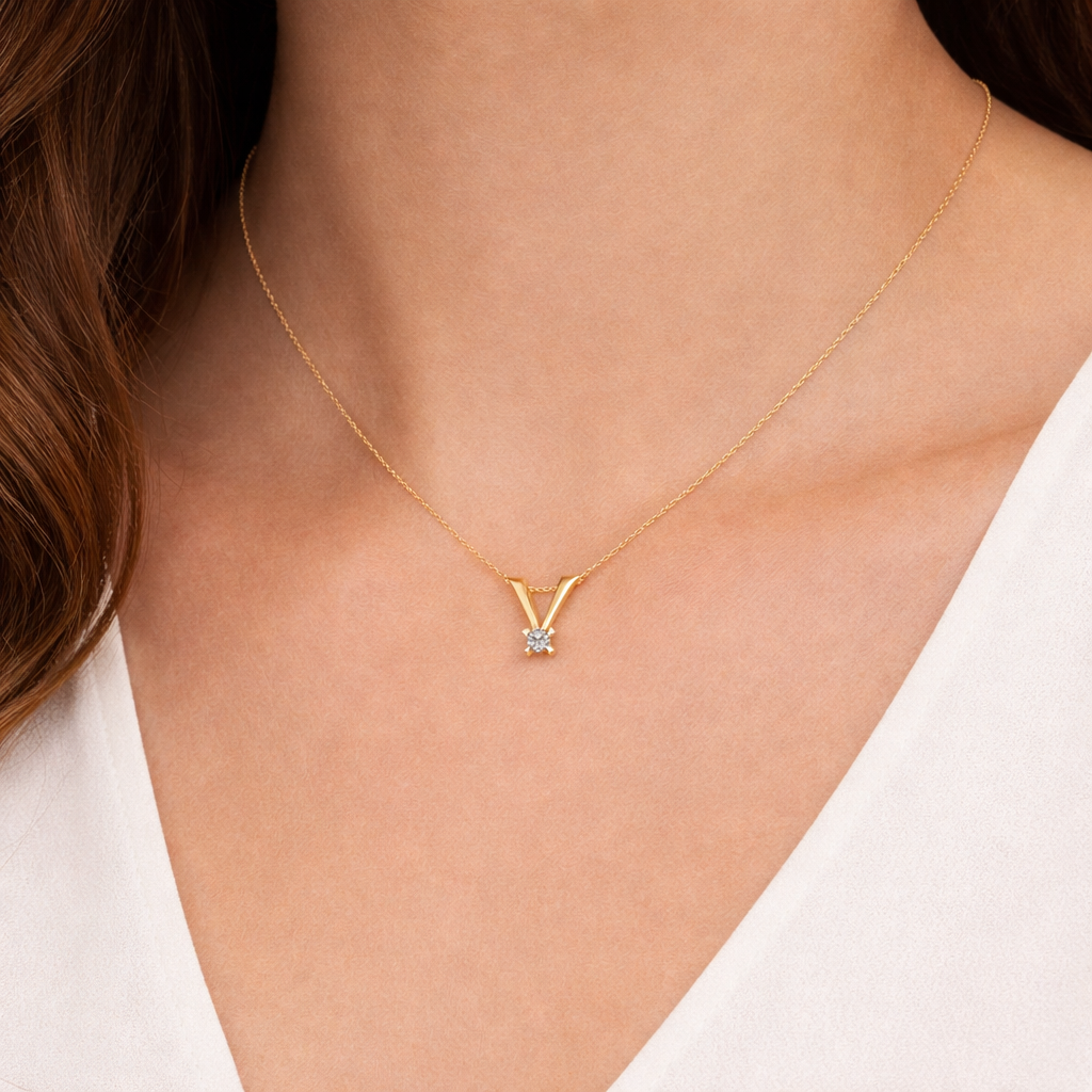 14KT. VEDHÆNG DIA 0,10 TW.SI FORG KÆDE