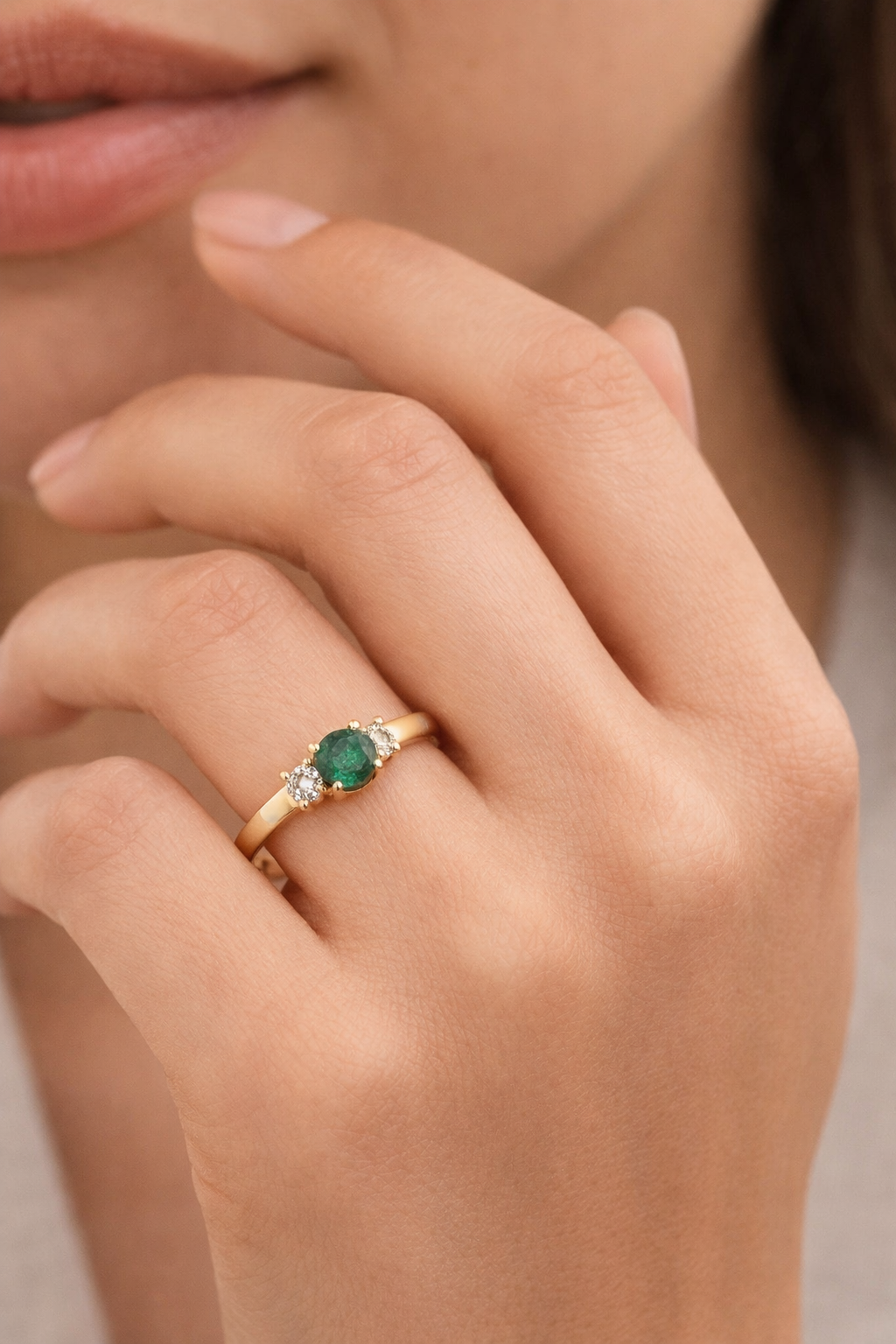 HENRIK ØRSNES DESIGN 14KT.RING 0,11 W.SI+SMARAGD 3,9MM