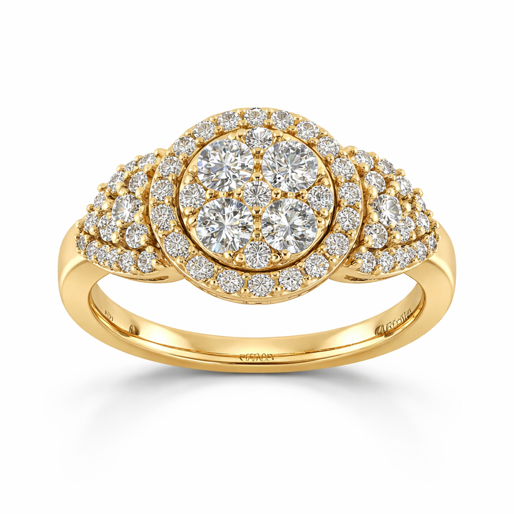 14KT.RING ROSET 4X0,10+6X0,02+5X0,015+