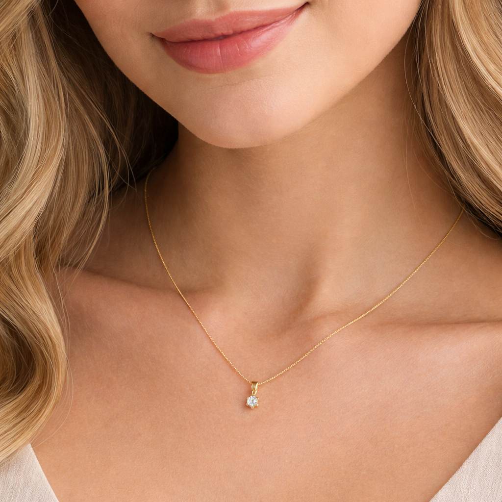 14KT.VEDHÆNG 0,10 W.SI +SØLV FORG.KÆDE