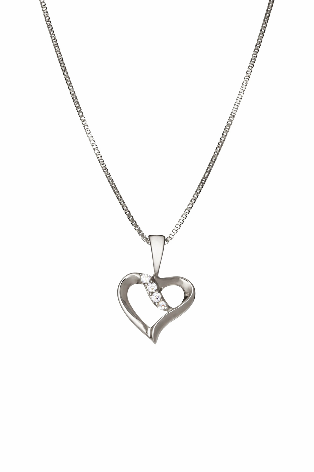 14KT.HV HJERTE VEDH. 4X0,008CT + KÆDE