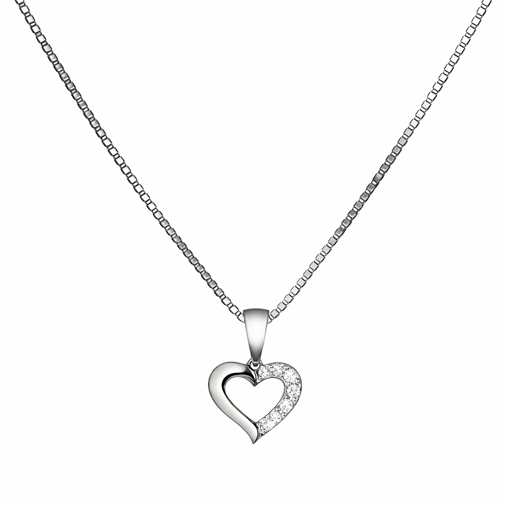 14 KT HVG HJERTE 7X0,008 M.SØLV KÆDE