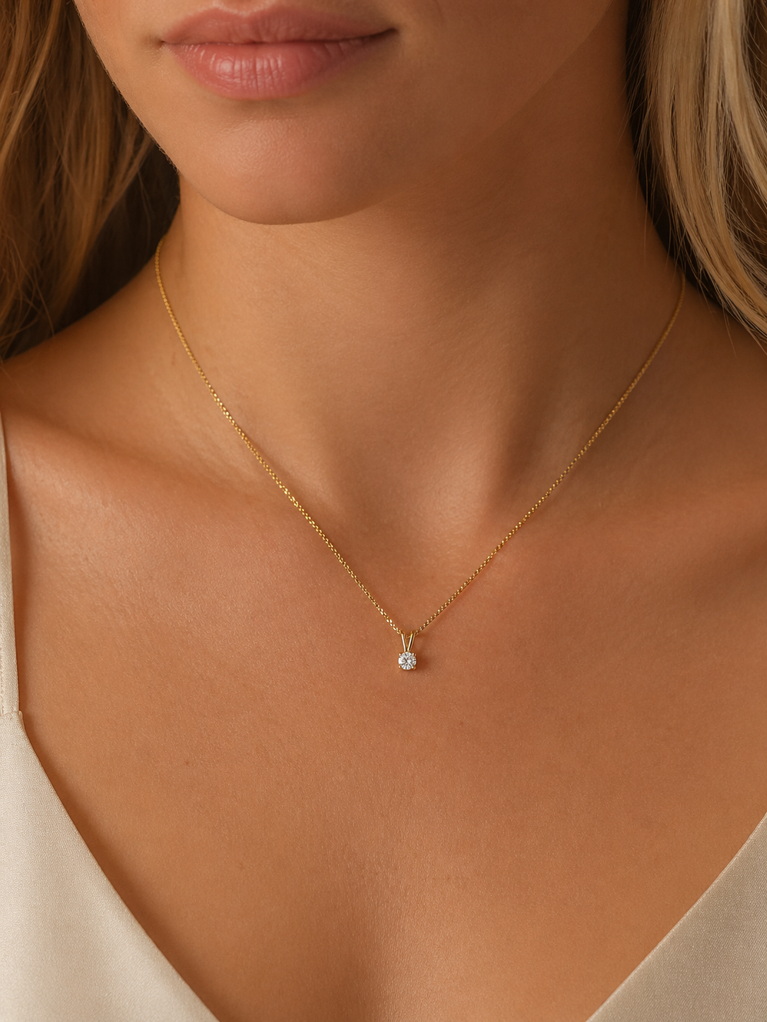 SØLV HALSKÆDE FORGYLDT MED ZIR