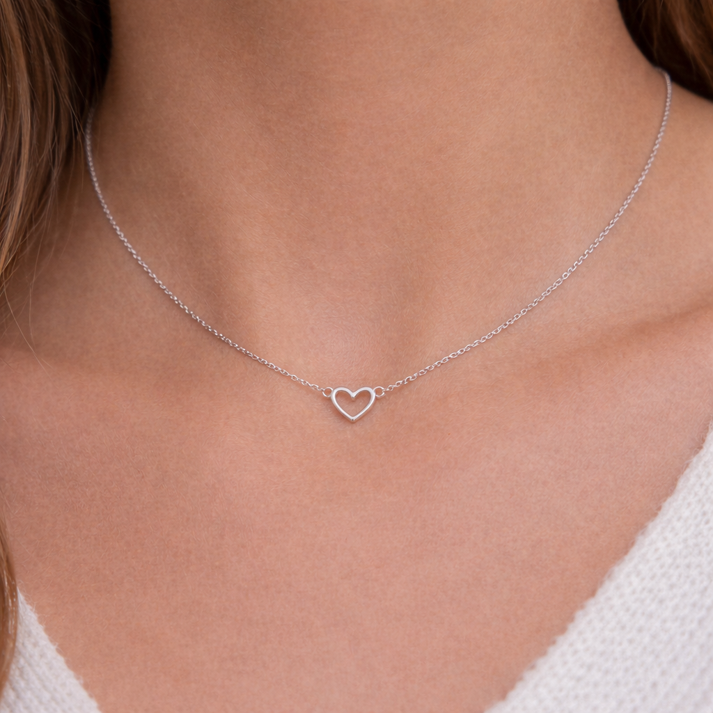 SØLV COLLIER HJERTE 42+3CM