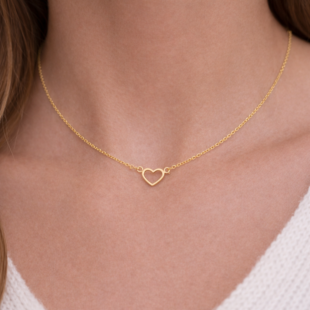 SØLV COLLIER HJERTE FG 42+3CM