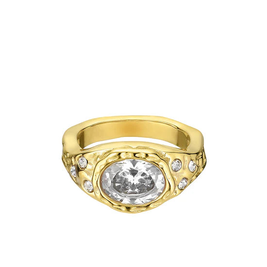 CUBA RING WHITE FORGYLDT STÅL