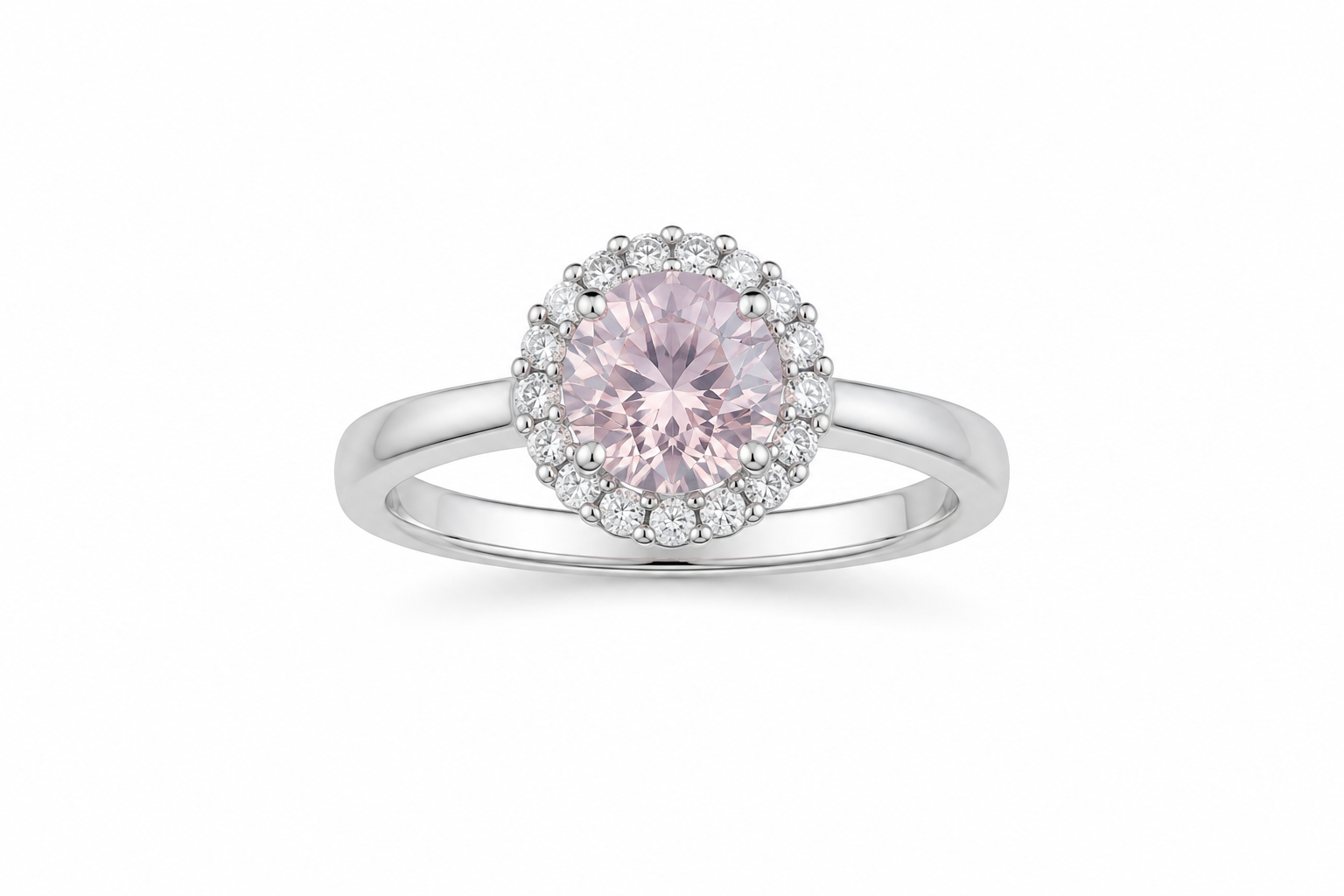 14KT.RING 18X0,015CT+8MM MORGANITE