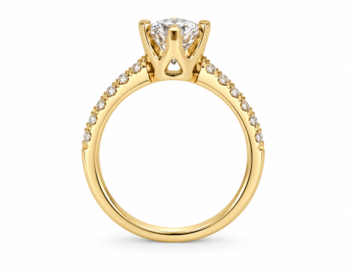 14KT.RING 1X1,0+12X0,02 W.SI