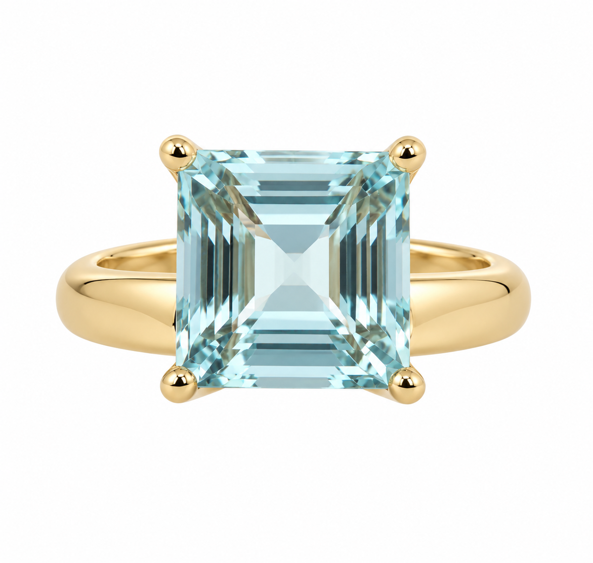 14KT.RING BLÅ AQUAMARINE 12X12mm