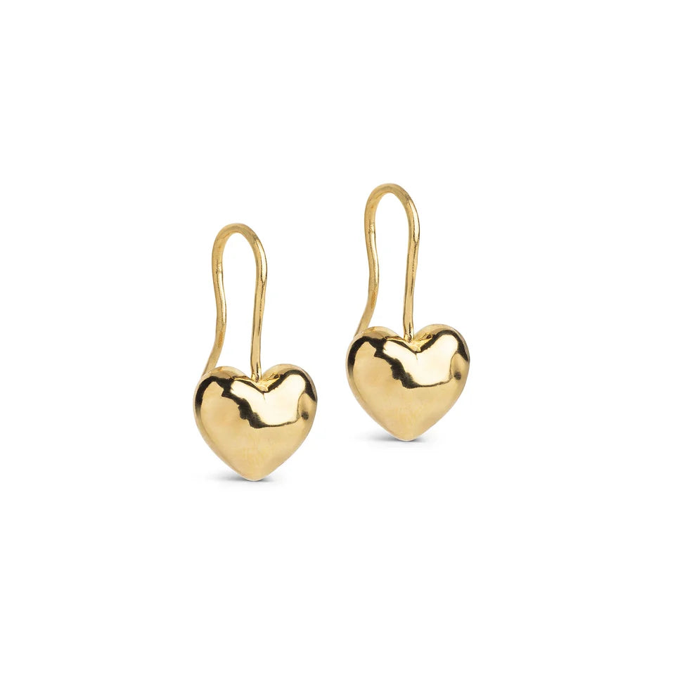 EARRINGS, POMA DROP HEART