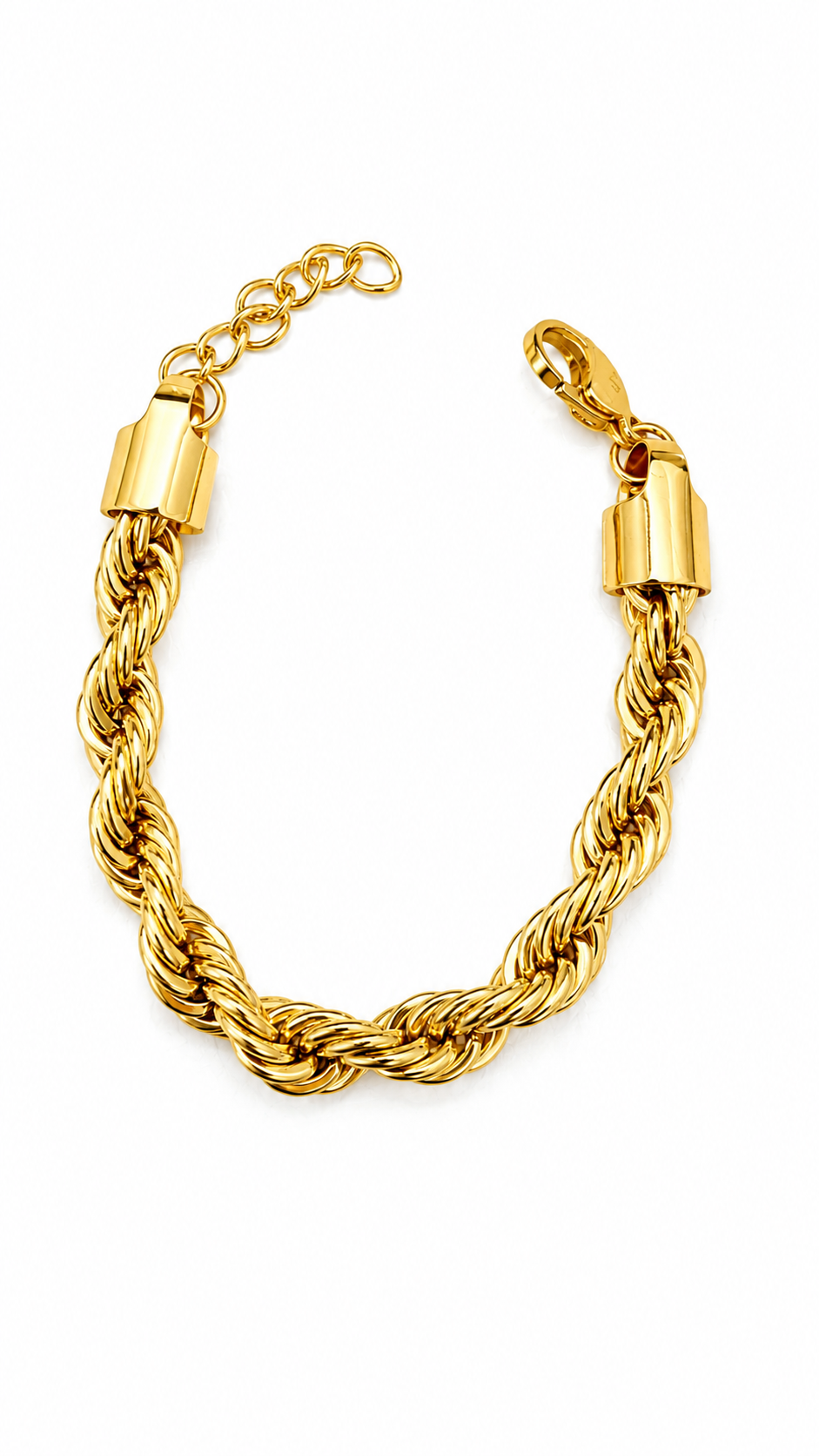 ROPE 8MM RUSTFRI ARMBÅND FORGYLDT STÅL 16+3 CM