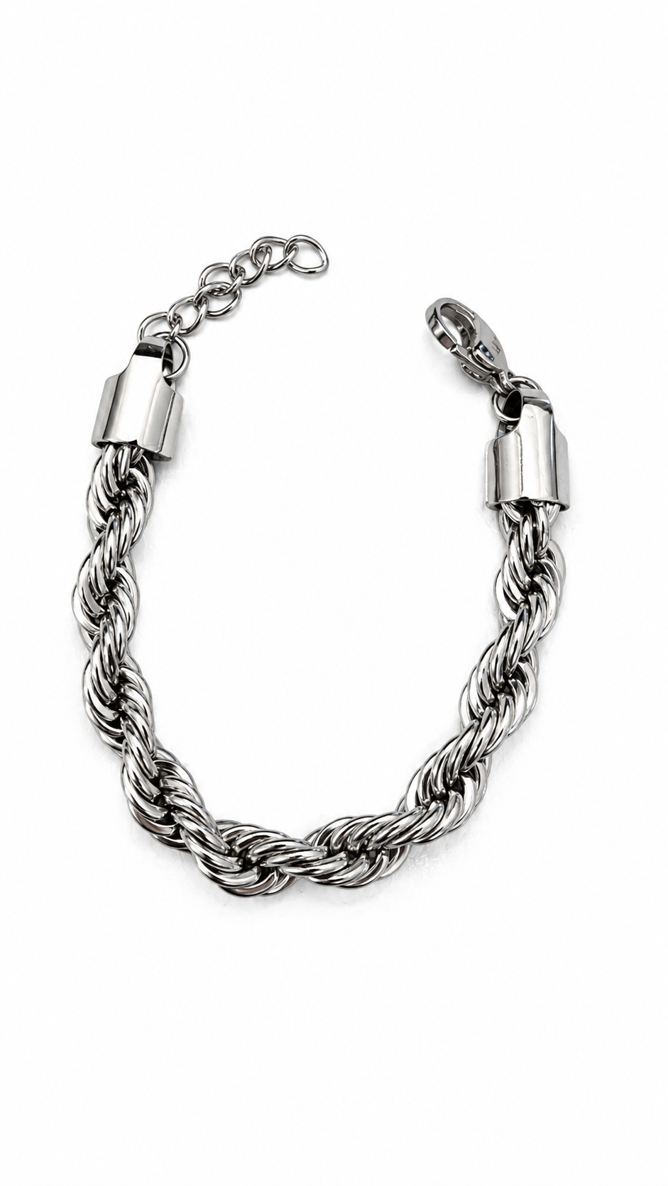 ROPE 8MM RUSTFRI ARMBÅND STÅL 16+3 CM