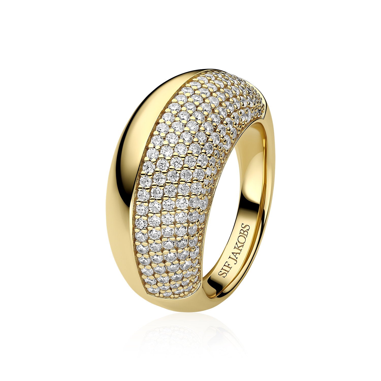 RING - 18 KT. FORGYLDT 925 STERLING SØLV MED HVIDE ZIRKONER