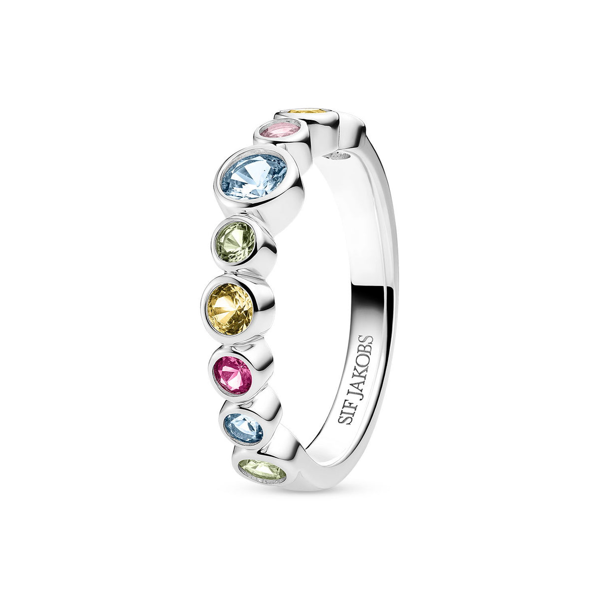 RING SARDINIEN – RHODINERET, MED FLERFARVEDE ZIRKONIA