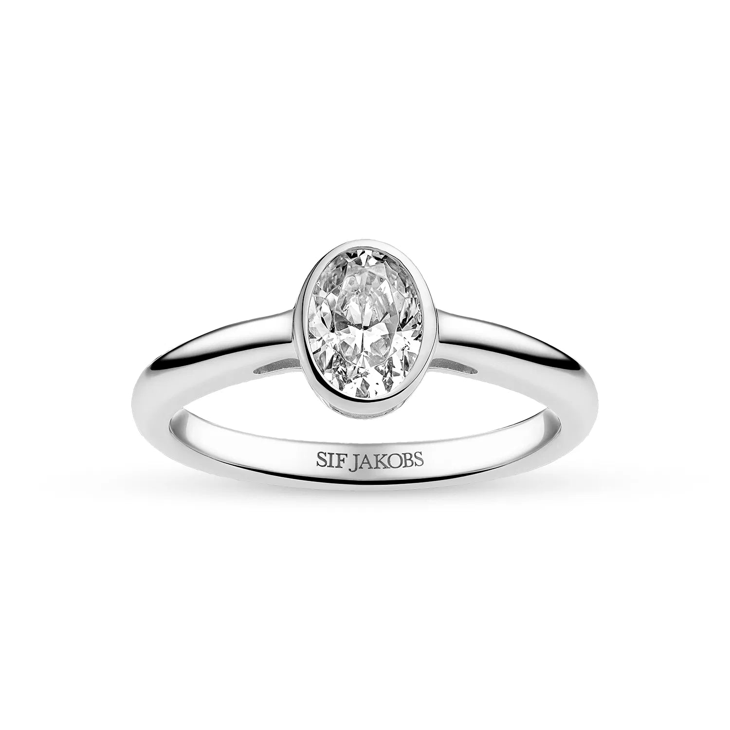 RING SARDINIEN OVALE PICCOLO – RHODINERET, MED HVIDE ZIRKONIA