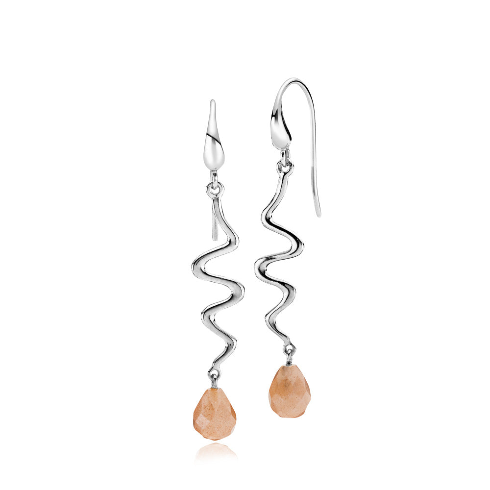 Izabel Camille Saniya Peace Øreringe i Sterling Sølv med Peach Månesten