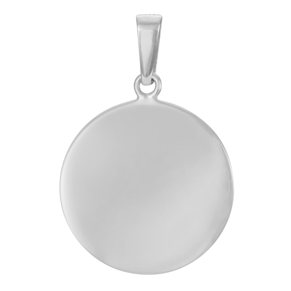 RHOD. SØLVVEDHÆNG RUND PLADE 20MM