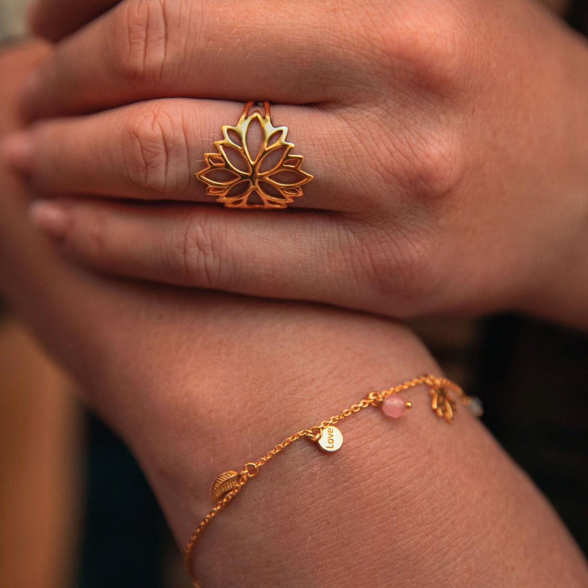 Izabel Camille Mie Moltke Lotusblomst Forgyldt Sølv Ring