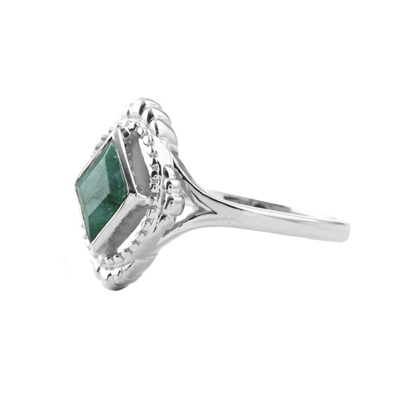 A Lemon Story Aline Sterling Sølv Ring med Grøn Agat