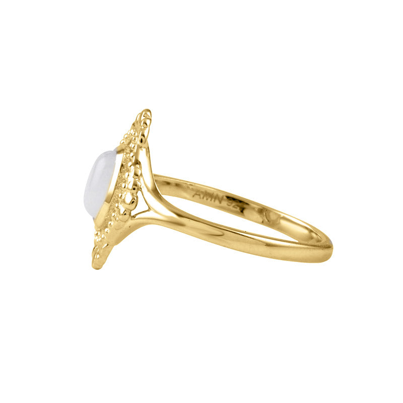 A Lemon Story Anine Ring i Forgyldt Sølv med Hvid Månesten