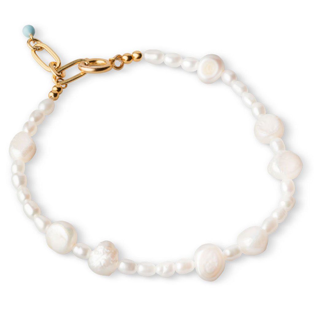 ENAMEL PEARLIE ARMBÅND I FORGYLDT SØLV MED PERLER
