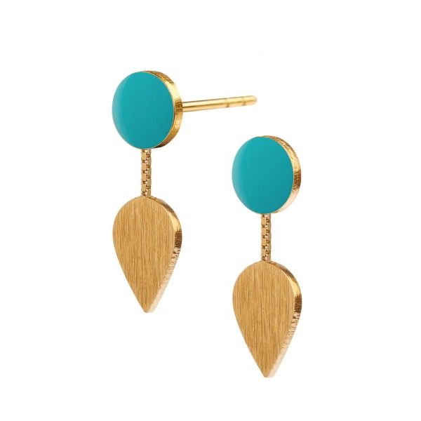 SPOT MED DRÅBEVEDHÆNG - AQUAMARINE/GOLD ST46-45G