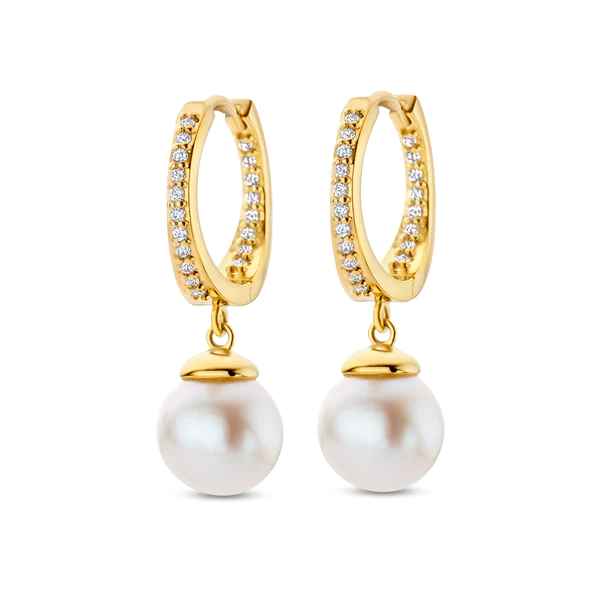 Malibu Pearl Forgyldt Sølv Ørehængere fra Spirit Icons med Ferskvandsperle