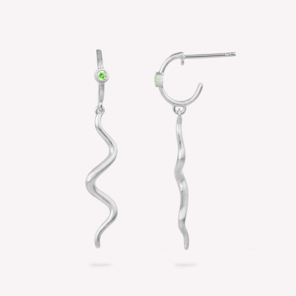 SØLV ØRESTIK WAVE MINI GRØN