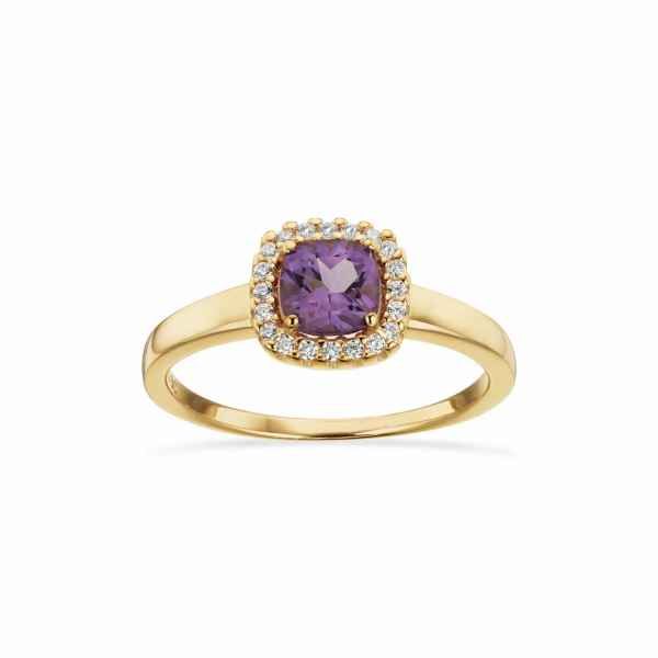 RING ROSET AMETYST/CUBIC ZIR. 8 KT. STR. 56