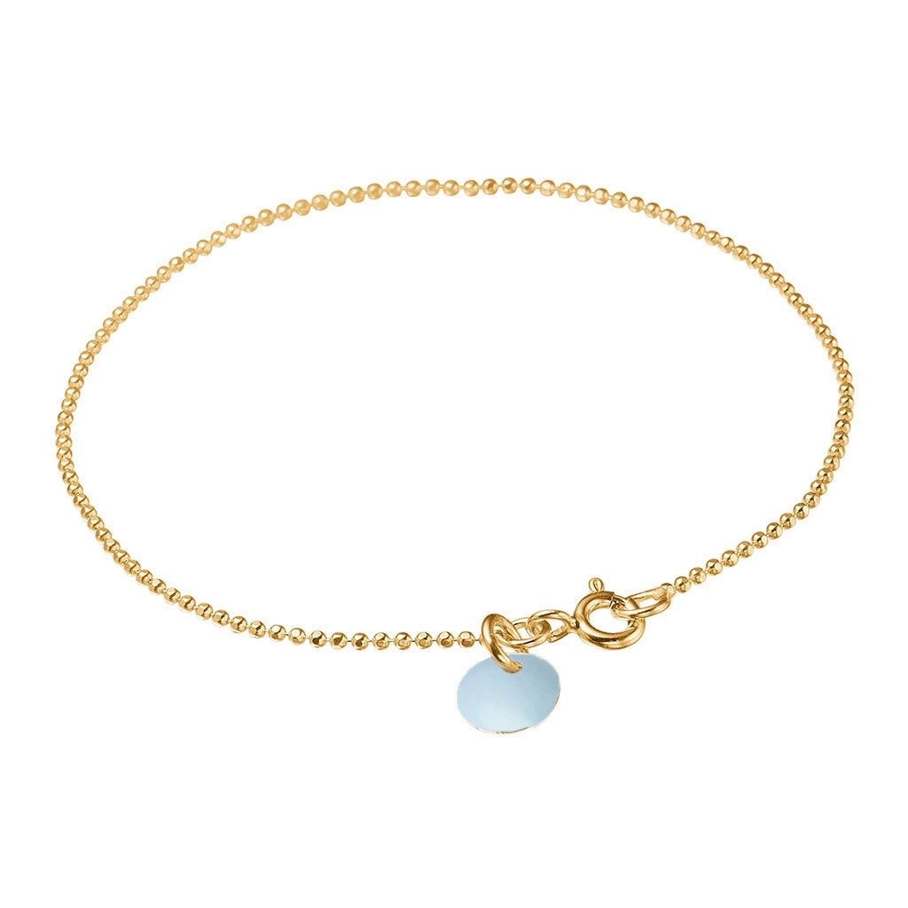 Enamel Ball Chain Icy Blue Armbånd i Forgyldt Sølv