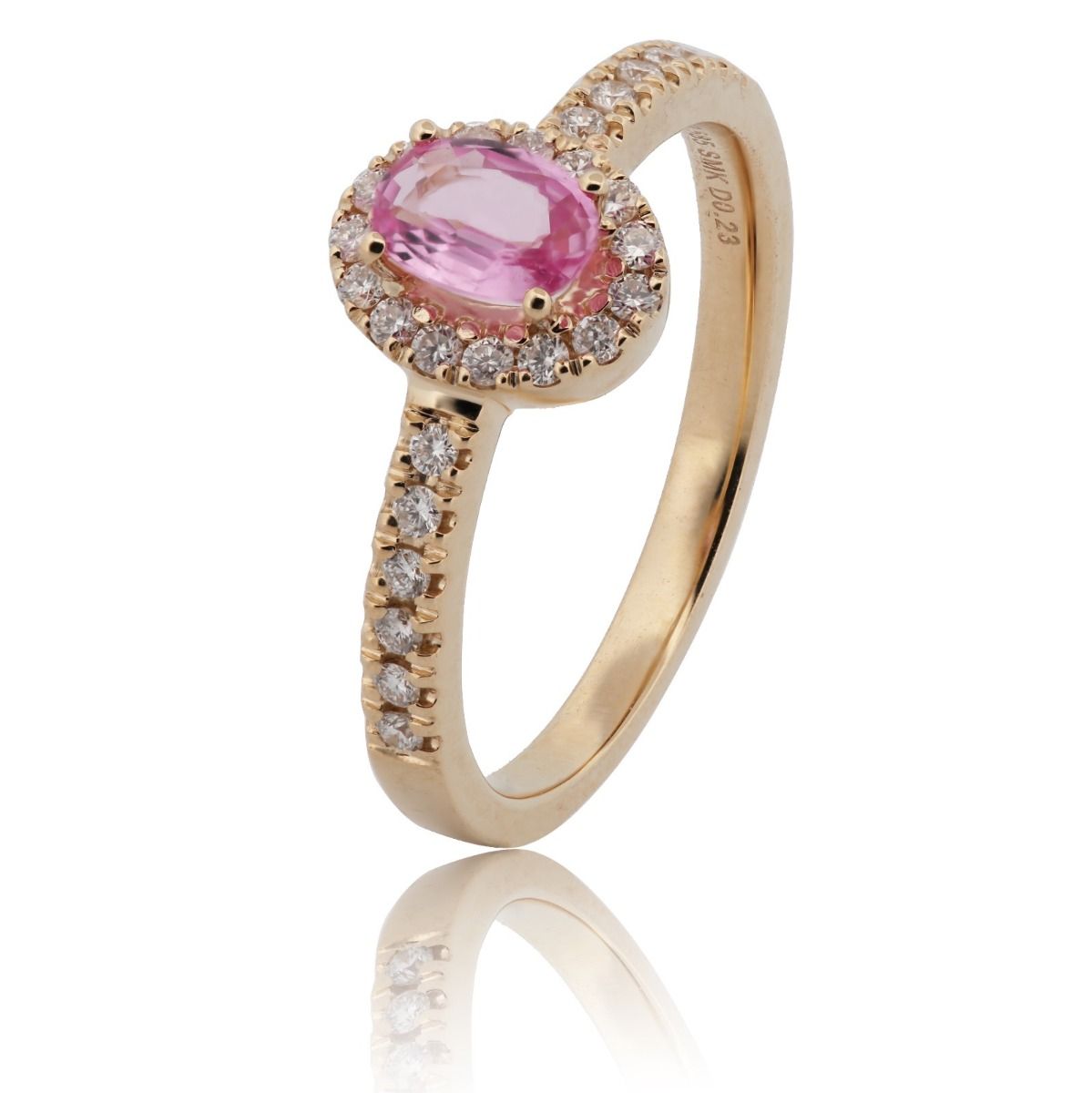 14KT.RING 0.023 W.SI, OVAL PINK SAFIR