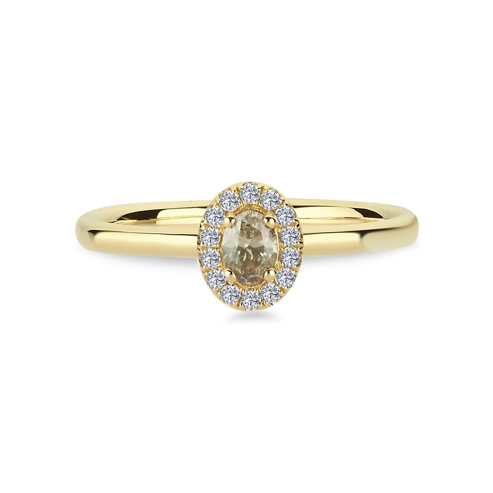 14KT. CHAMPAGNE RING 0,17 CHAMPAGNE+0,07CT W.SI