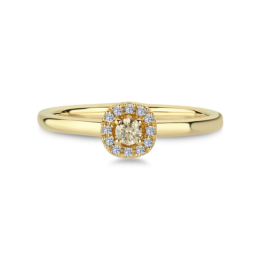 14KT.CHAMPAGNE RING 0,10CT.CHAMPAGNE +0,08 W.SI