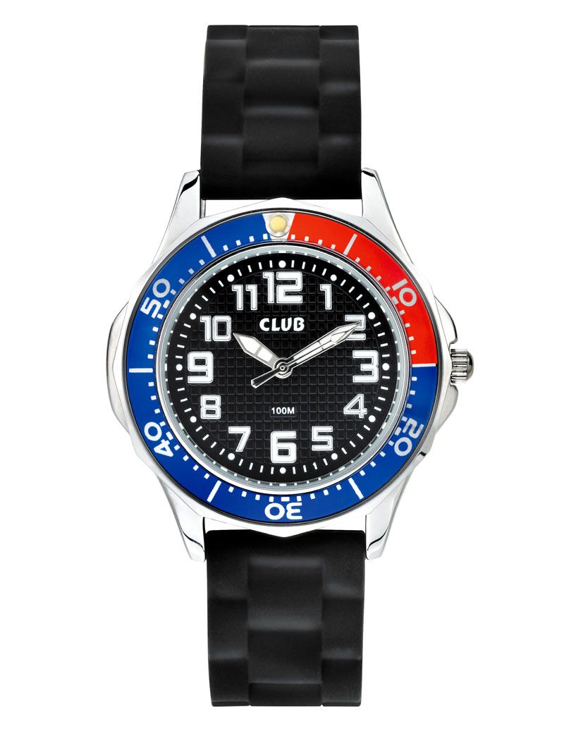 CLUB DRENGE UR M.SORT SILIKONE REM