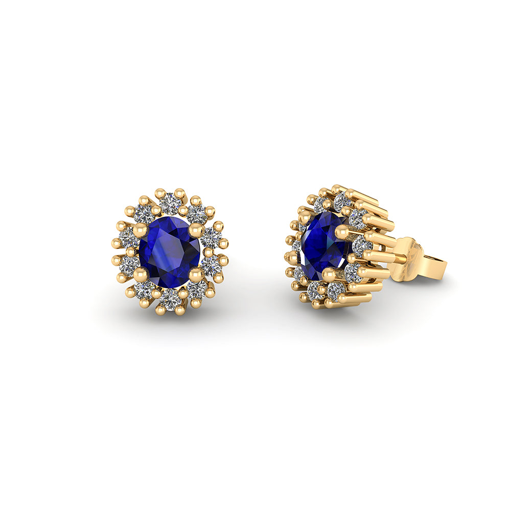 HENRIK ØRSNES DESIGN Roset 14 Karat Guld Ørestikker med Safir og Diamanter 0,30 Carat W/SI