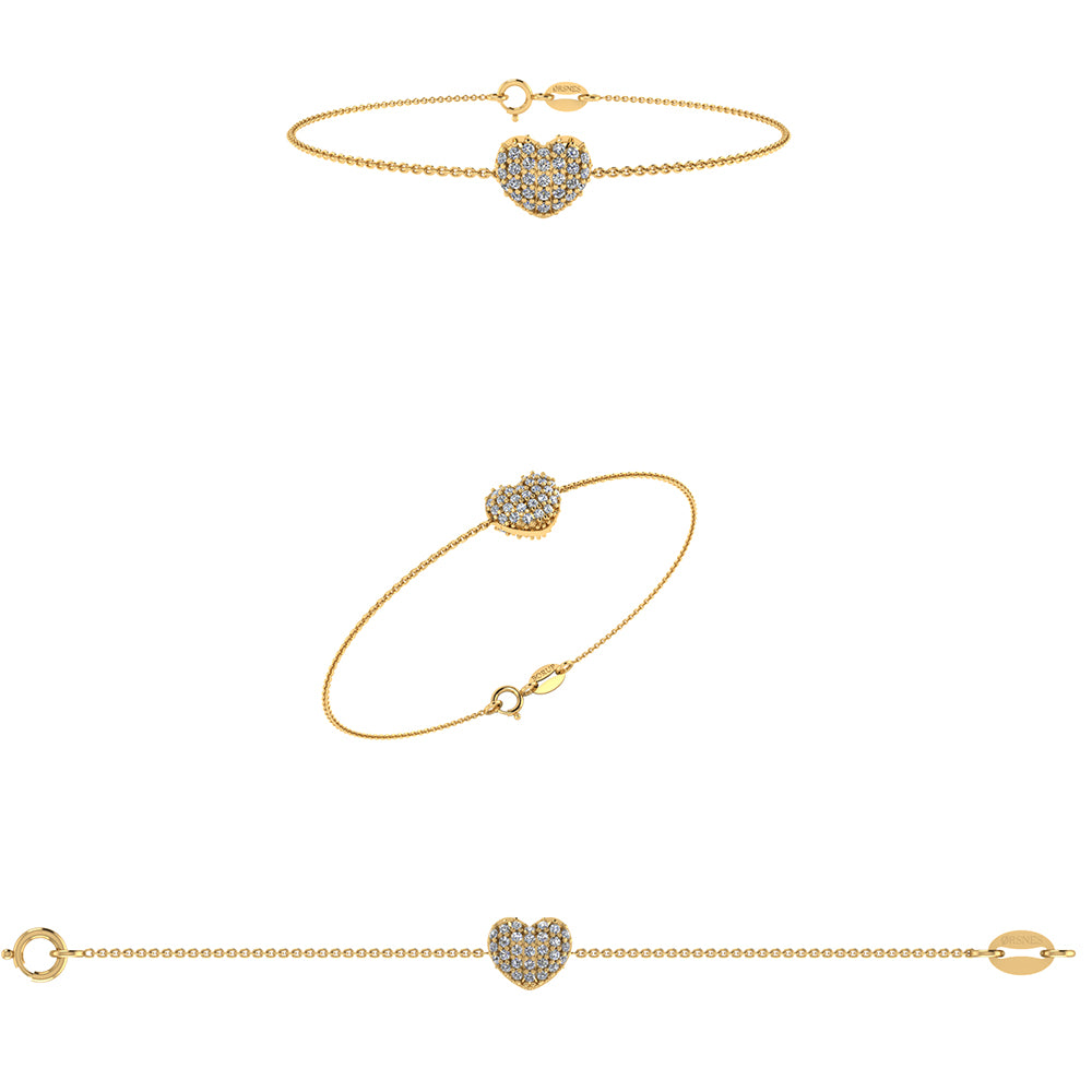 Hjerte Forgyldt Sølv Armbånd fra Smykkekæden DML0112FG