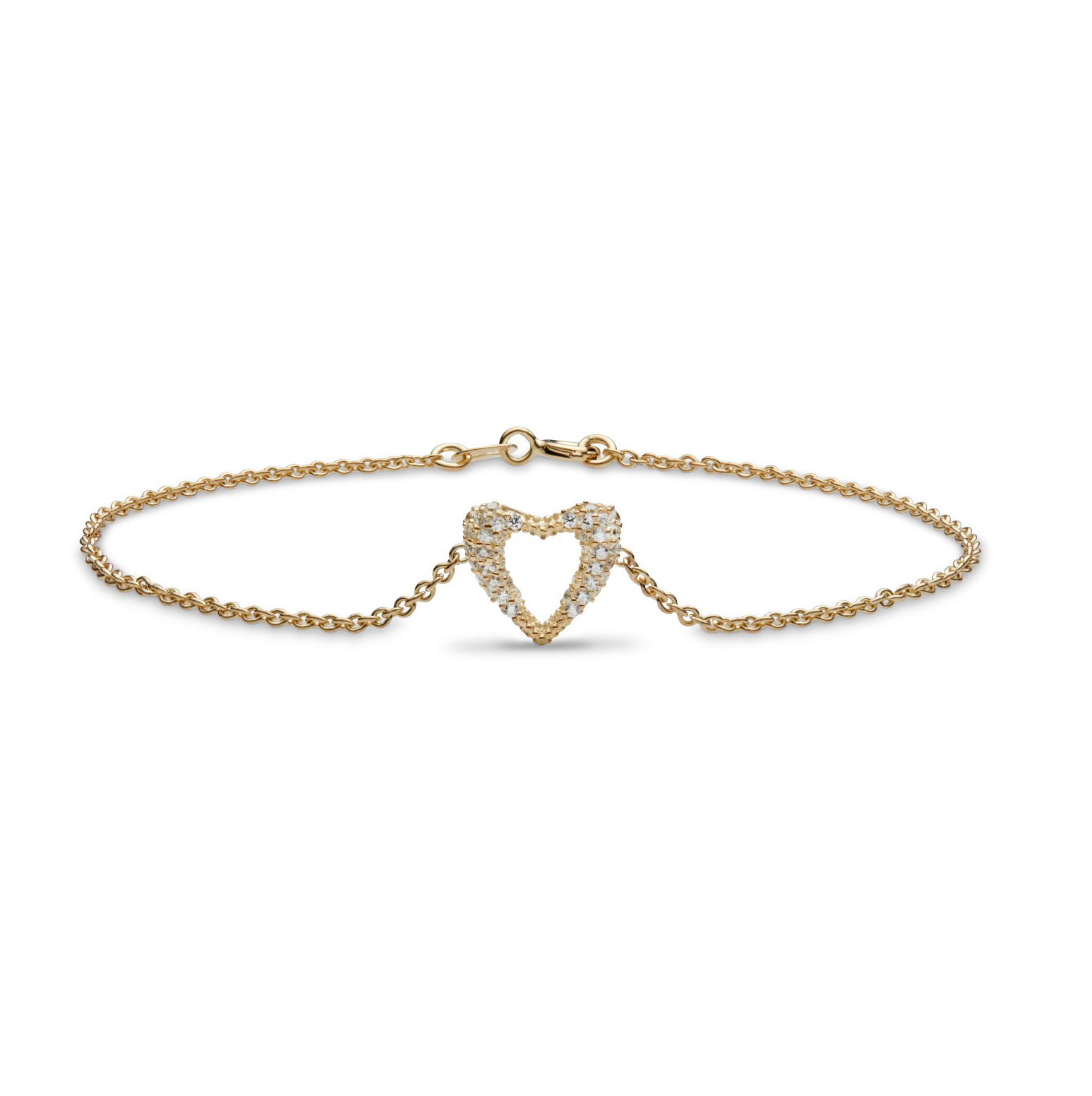 Smykkekæden Armbånd i Forgyldt Sølv med Hjertemotiv DMMDL0072FG