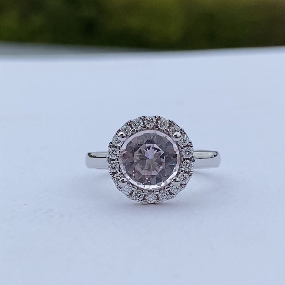 14KT.HV.RING 18X0,015CT+8MM MORGANITE HENRIK ØRSNES DESIGN