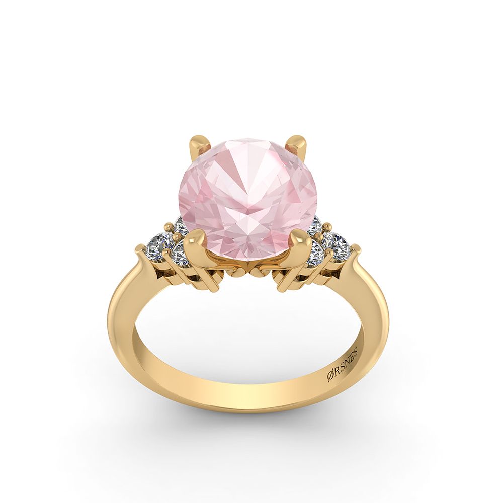 14KT.RING 6X0,05CT+OVAL MORGANIT 11X9MM