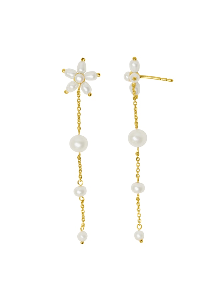 PEARL SIGNATURE EARHANGER LONG-GP GOLD PLATED SILVER